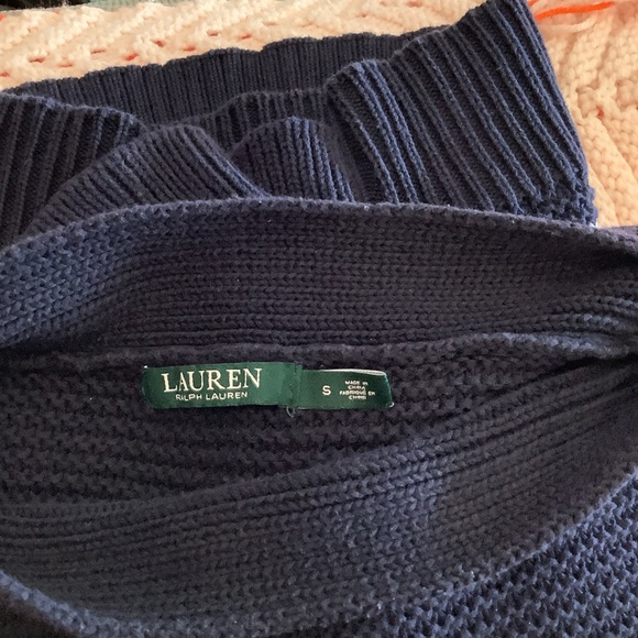 Lauren Ralph Lauren Navy & White Striped Fine Ribbed 100% Cotton Sweater Size S - Picture 11 of 13